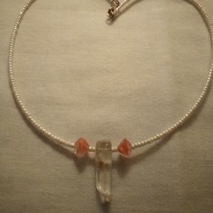 Seed Bead Necklace with Crystal